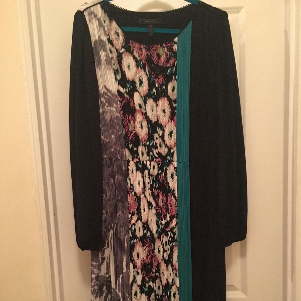 BCBGMAXAZRIA Pleated Color Block Dress
